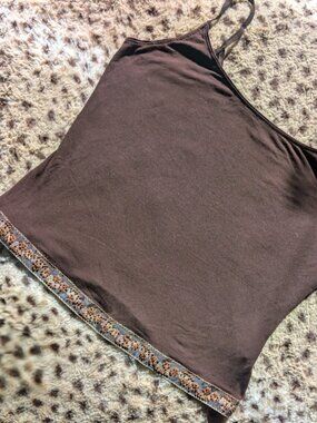 LOVE AMOUR Beaded / Embroidered Cami - Embellished Hem - XL - EUC